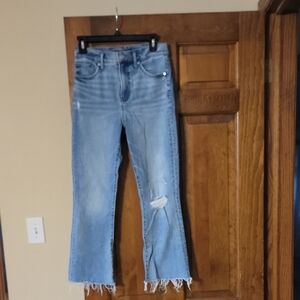 Express Light Blue Distressed Flare Jeans